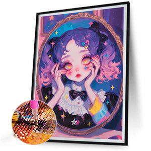 Girl With Twin Ponytails 40*55CM(Canvas) Full Round Drill Diamond Painting