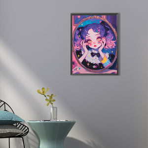 Girl With Twin Ponytails 40*55CM(Canvas) Full Round Drill Diamond Painting