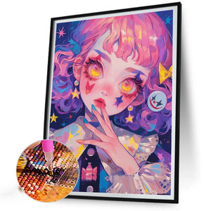 Cartoon Girl 40*55CM(Canvas) Full Round Drill Diamond Painting