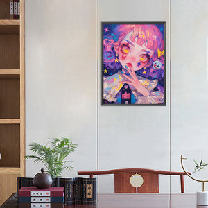Cartoon Girl 40*55CM(Canvas) Full Round Drill Diamond Painting