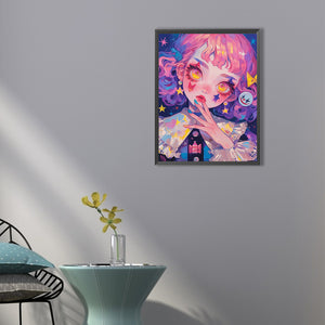 Cartoon Girl 40*55CM(Canvas) Full Round Drill Diamond Painting