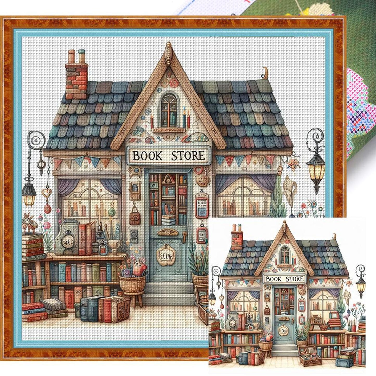 Bookstore - Full 11CT Stamped Cross Stitch 50x50CM - Yishu