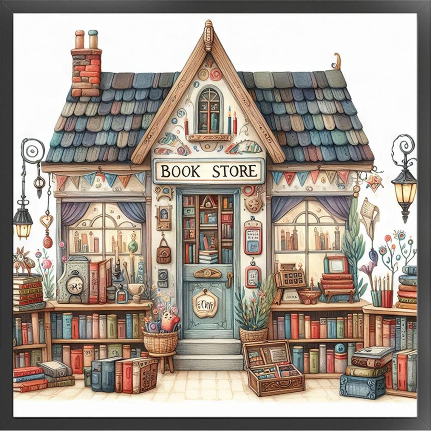 Bookstore - Full 11CT Stamped Cross Stitch 50x50CM - Yishu