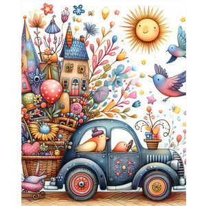 Retro Dream Car Scenery 40*50CM(Canvas) Full Round Drill Diamond Painting