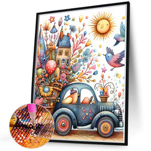 Retro Dream Car Scenery 40*50CM(Canvas) Full Round Drill Diamond Painting