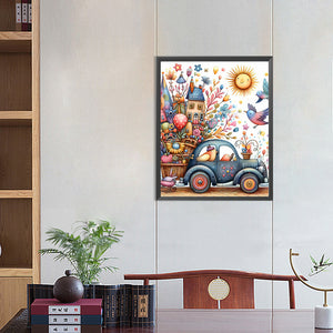 Retro Dream Car Scenery 40*50CM(Canvas) Full Round Drill Diamond Painting