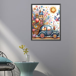 Retro Dream Car Scenery 40*50CM(Canvas) Full Round Drill Diamond Painting