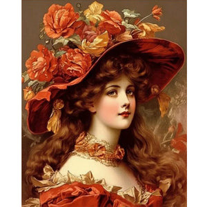 Girl In Oil Painting 40*50CM(Canvas) Full Round Drill Diamond Painting