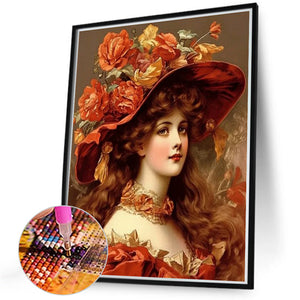 Girl In Oil Painting 40*50CM(Canvas) Full Round Drill Diamond Painting