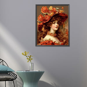 Girl In Oil Painting 40*50CM(Canvas) Full Round Drill Diamond Painting