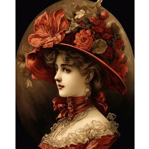 Girl In Oil Painting 40*50CM(Canvas) Full Round Drill Diamond Painting