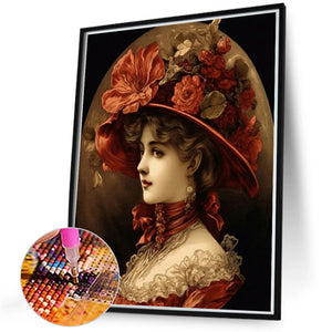 Girl In Oil Painting 40*50CM(Canvas) Full Round Drill Diamond Painting