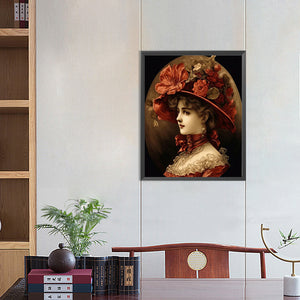 Girl In Oil Painting 40*50CM(Canvas) Full Round Drill Diamond Painting