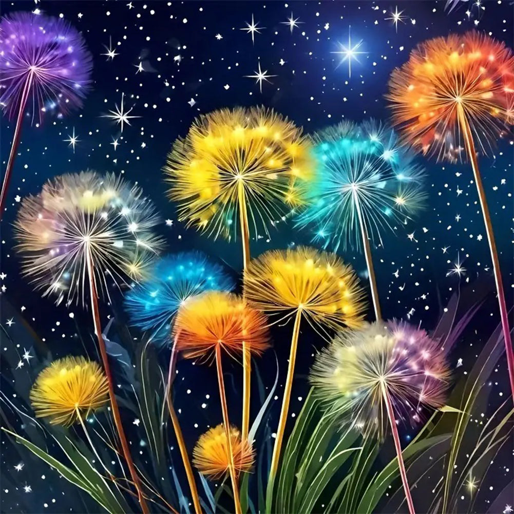Dandelions At Night 40*40CM(Canvas) Full Round Drill Diamond Painting