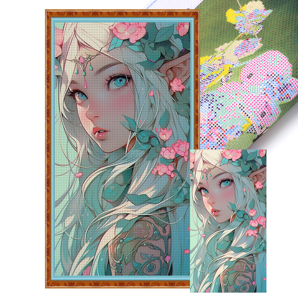 Huancan - Anime Elf Girl - 40*70CM 11CT 3 Stamped Cross Stitch
