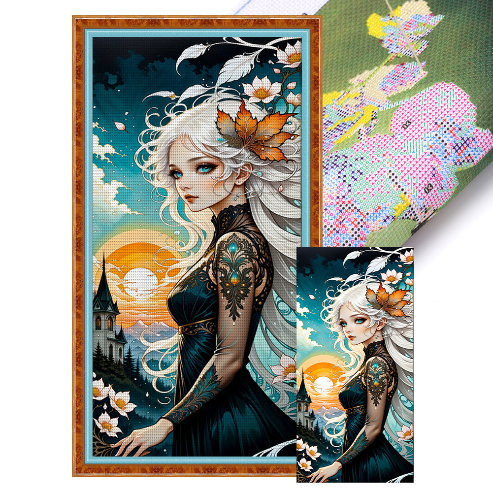 Huancan - Anime Girl - 40*80CM 11CT 3 Stamped Cross Stitch