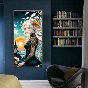 Huancan - Anime Girl - 40*80CM 11CT 3 Stamped Cross Stitch