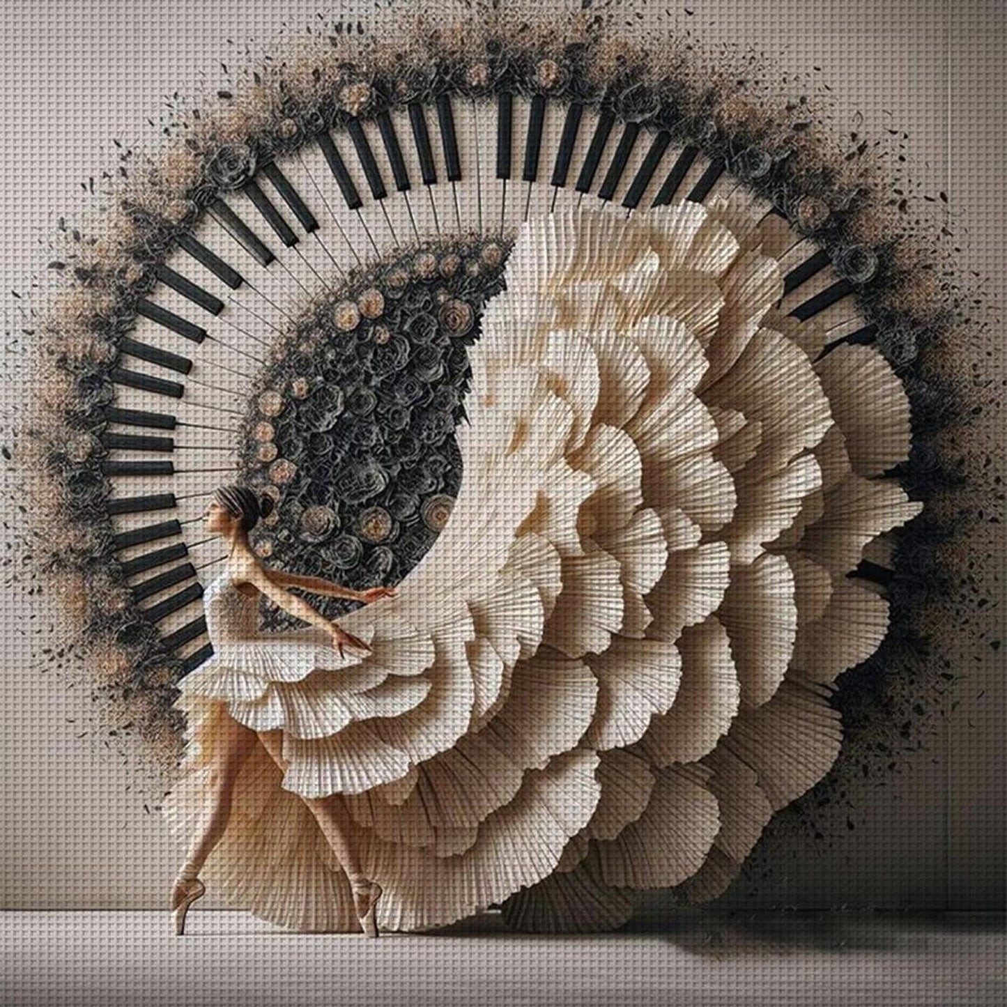 Piano Girl - Full 11CT Counted Cross Stitch 40x40CM - Yishu