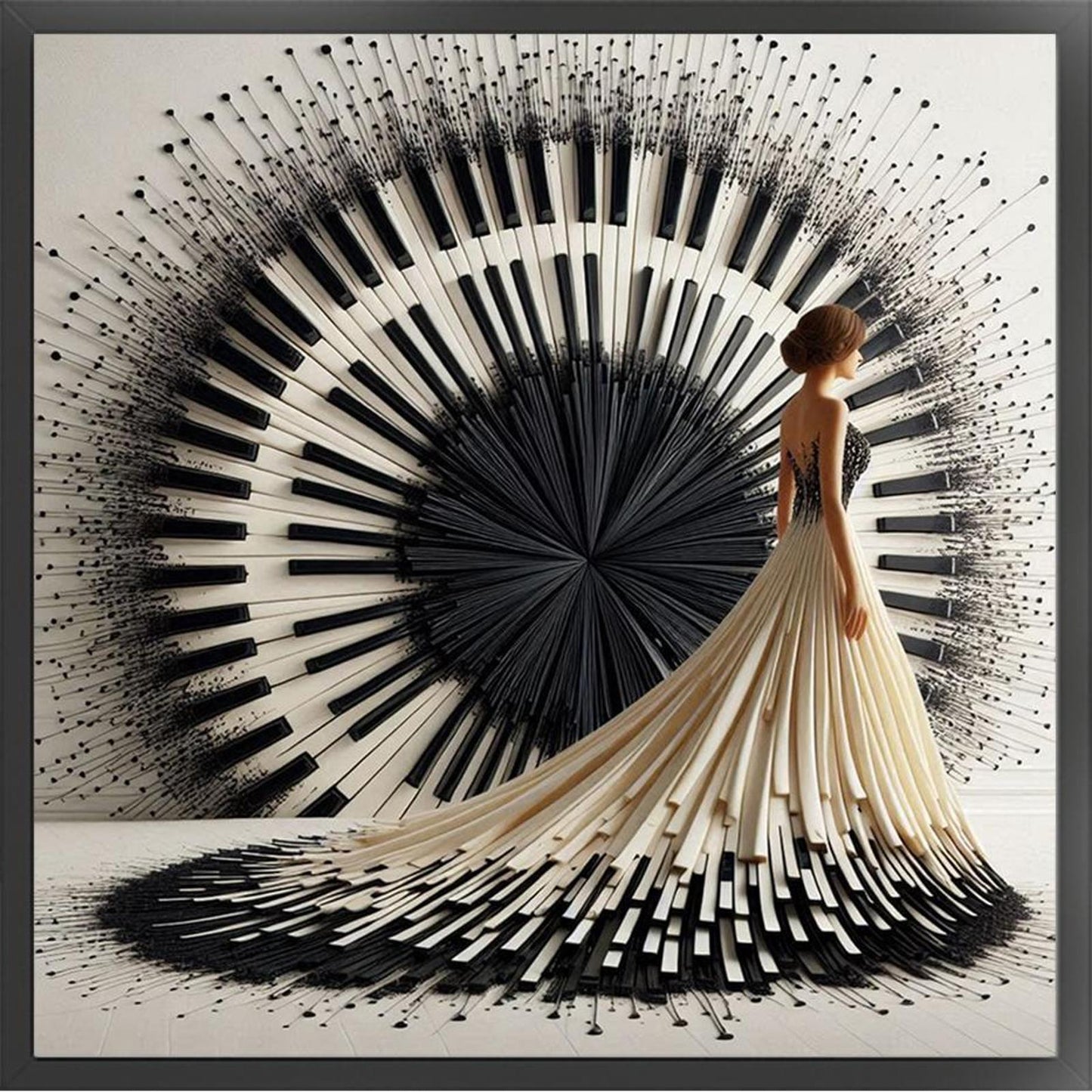 Piano Girl - Full 11CT Counted Cross Stitch 40x40CM - Yishu