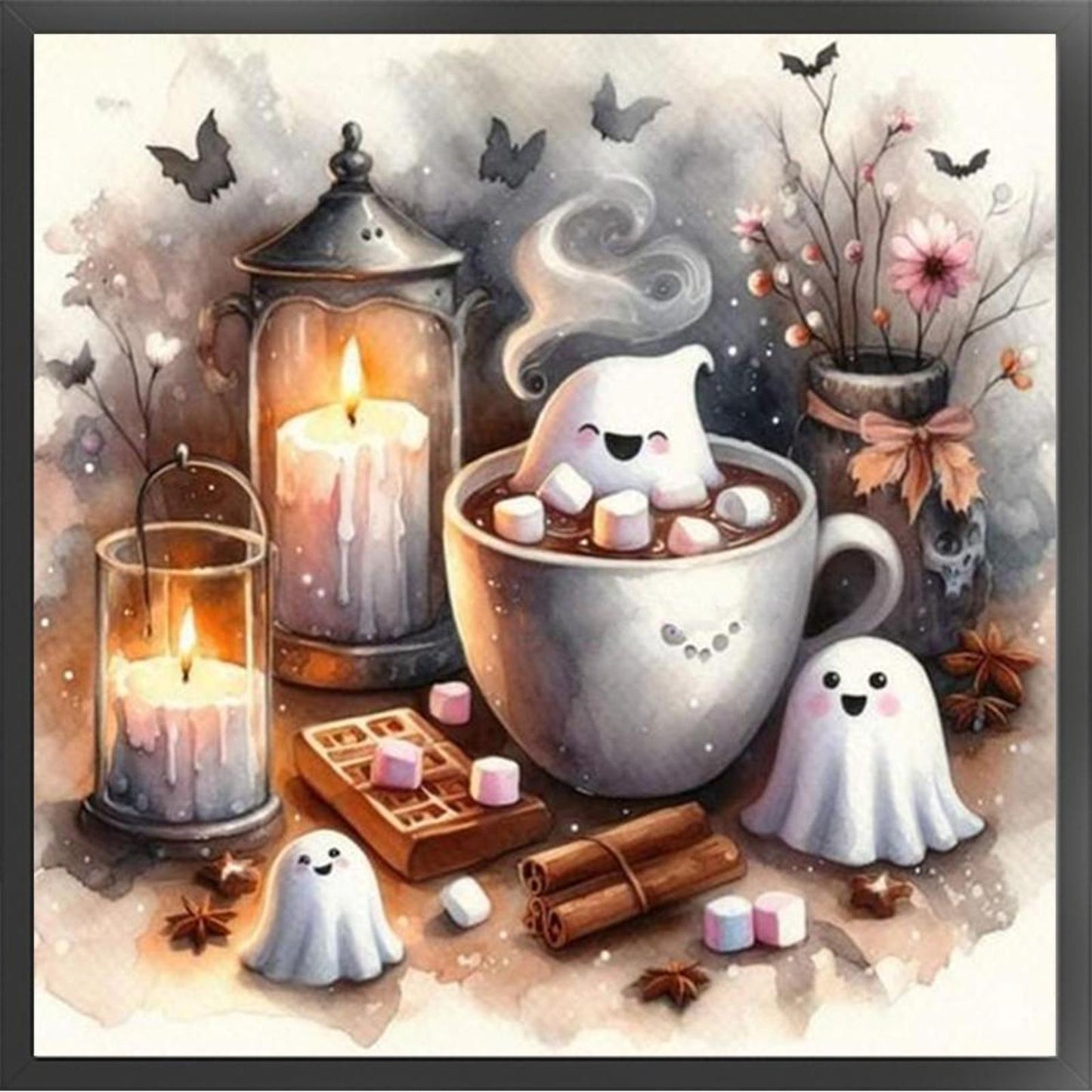 Halloween Ghost Candle - Full 11CT Counted Cross Stitch 40x40CM - Yishu