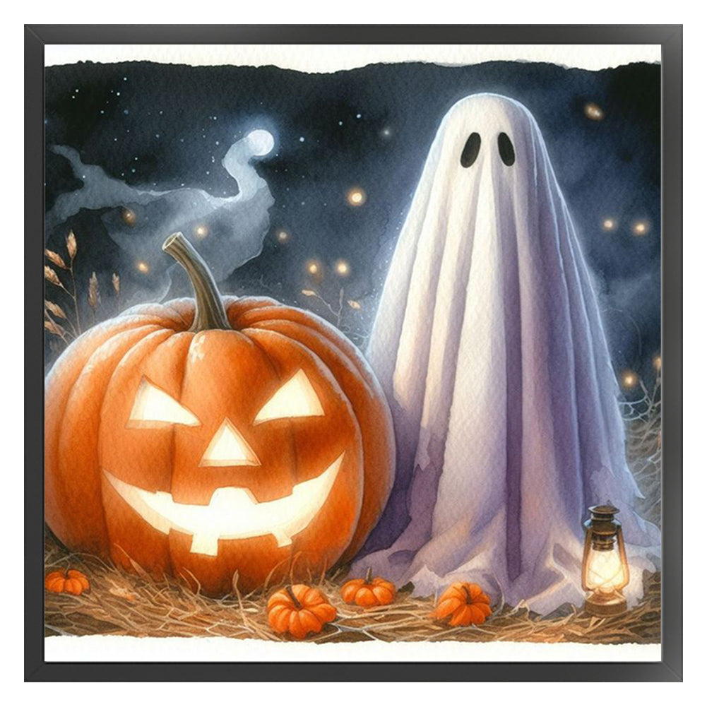 Halloween Ghost Pumpkin - Full 11CT Counted Cross Stitch 40x40CM - Yishu