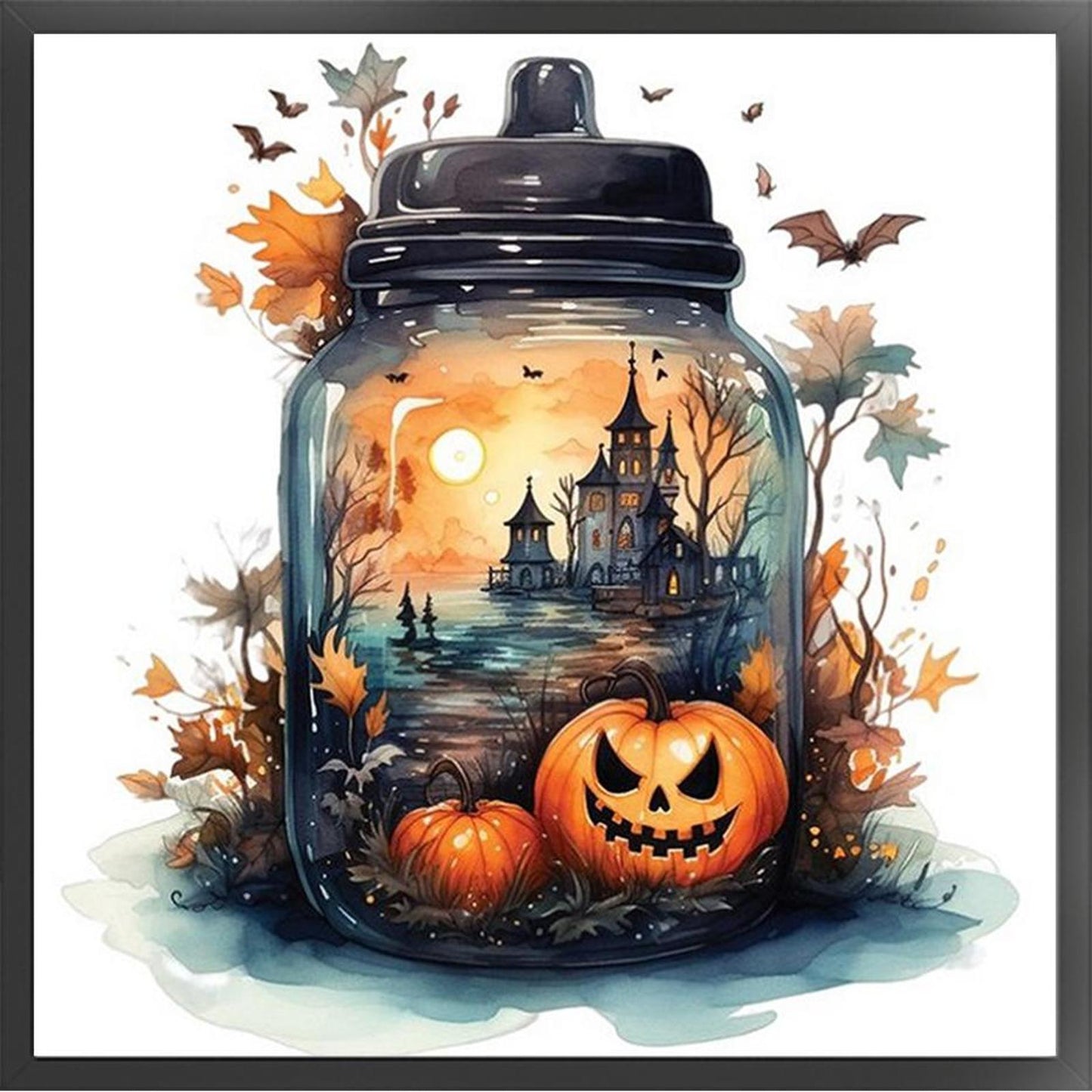 Pumpkin In Bottle For Halloween - Full 11CT Counted Cross Stitch 45x45CM - Yishu