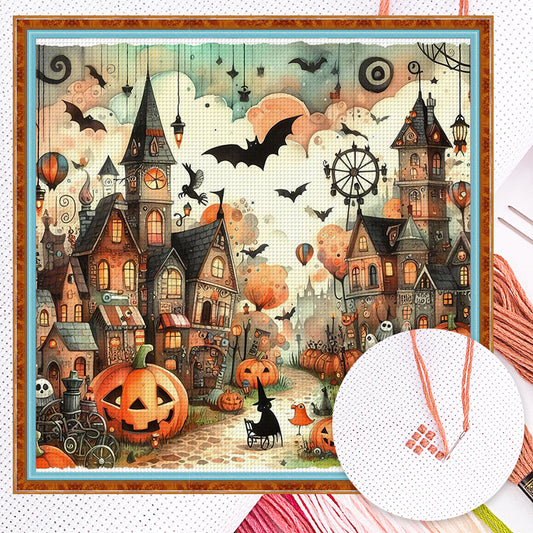 Halloween Cabin - Full 11CT Counted Cross Stitch 50x50CM - Yishu