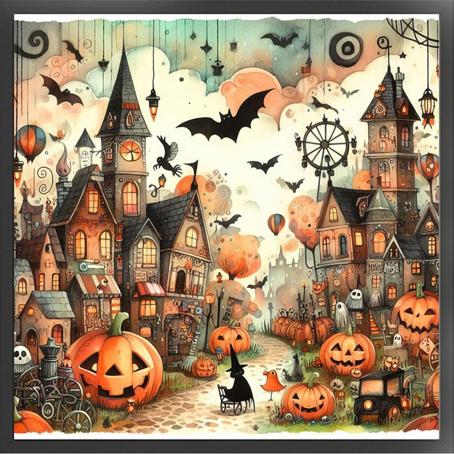 Halloween Cabin - Full 11CT Counted Cross Stitch 50x50CM - Yishu