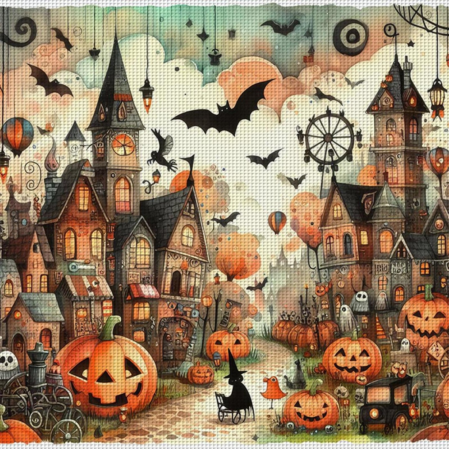 Halloween Cabin - Full 11CT Counted Cross Stitch 50x50CM - Yishu
