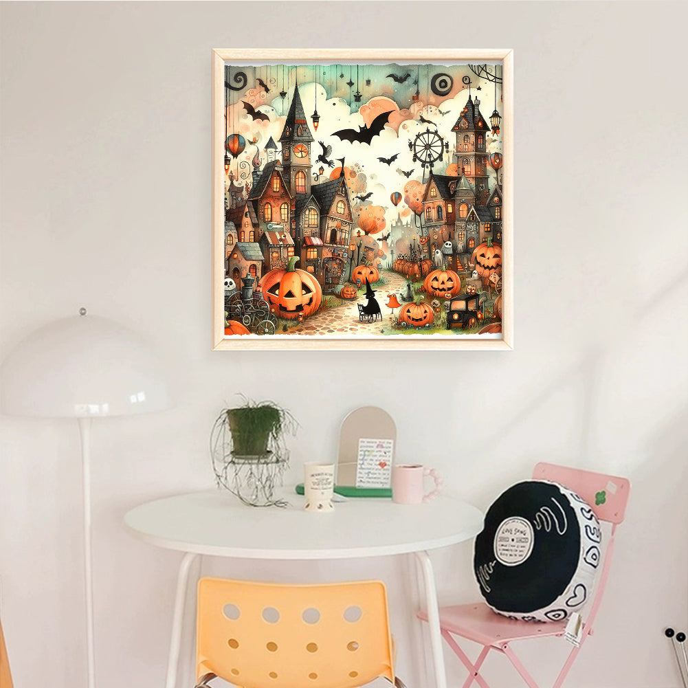 Halloween Cabin - Full 11CT Counted Cross Stitch 50x50CM - Yishu