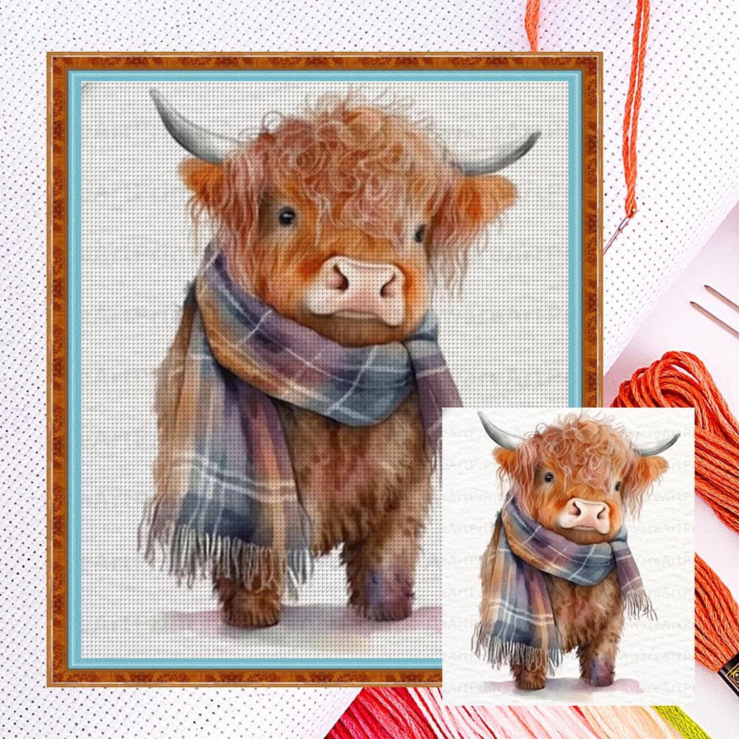 Cute Yak - Full 18CT Counted Cross Stitch 40x45CM - Huacan