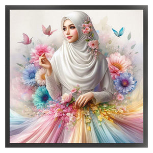 Yishu - Muslim Girl - 45*45CM 11CT 3 Stamped Cross Stitch
