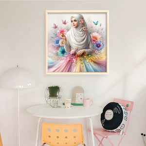Yishu - Muslim Girl - 45*45CM 11CT 3 Stamped Cross Stitch