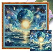 Load image into Gallery viewer, Yishu - Sun, Moon, And Ocean - 40*40CM 11CT 3 Stamped Cross Stitch
