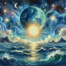Load image into Gallery viewer, Yishu - Sun, Moon, And Ocean - 40*40CM 11CT 3 Stamped Cross Stitch

