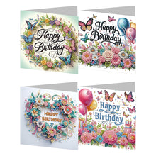 Load image into Gallery viewer, 4PCS DIY Diamond Art Greeting Cards for Festivals and Celebrations (Birthday )
