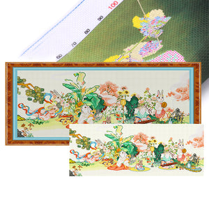 Spring Brand - Hares In Haruno - 120*55CM 11CT 3 Stamped Cross Stitch