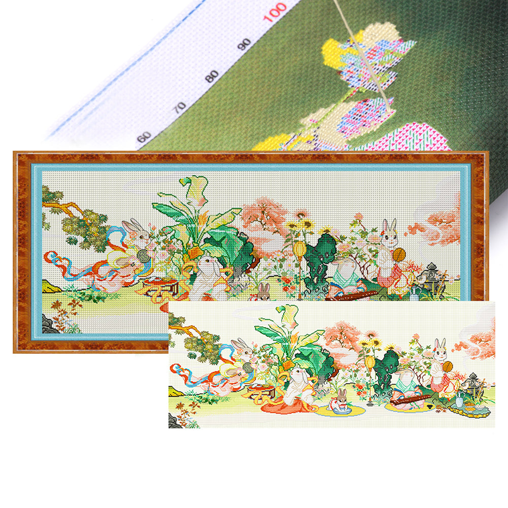 Spring Brand - Hares In Haruno - 120*55CM 11CT 3 Stamped Cross Stitch