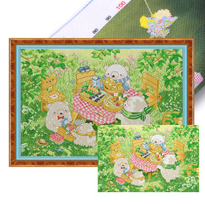 Spring Brand - Little White Bear - Picnic - 85*60CM 11CT 3 Stamped Cross Stitch