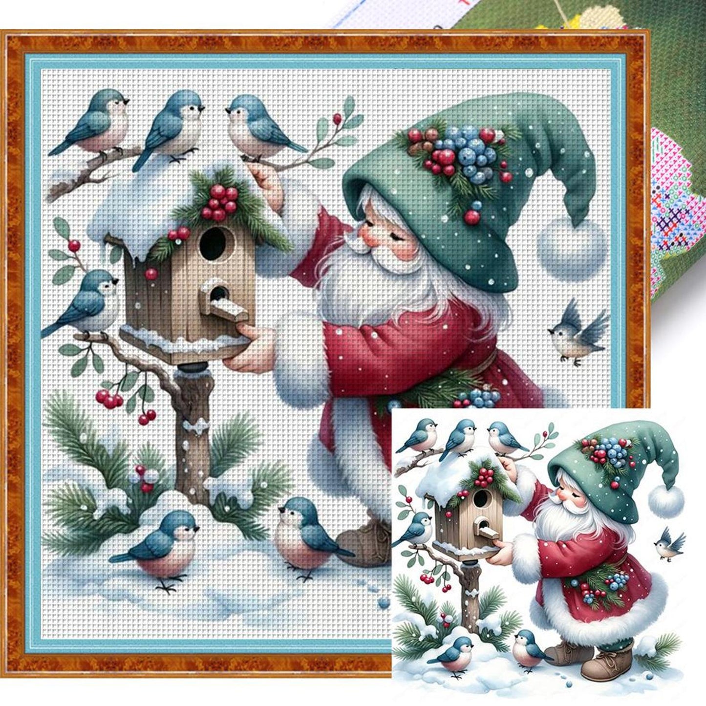 Goblin And Bird - Full 11CT Stamped Cross Stitch 40x40CM - Yishu