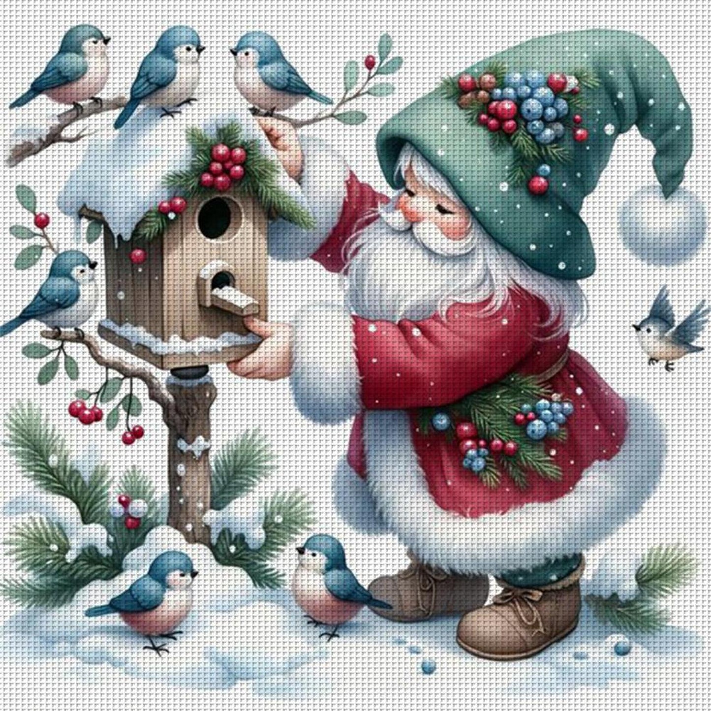 Goblin And Bird - Full 11CT Stamped Cross Stitch 40x40CM - Yishu