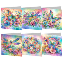 Load image into Gallery viewer, 6PCS DIY Butterfly Flower Diamond Art Greeting Cards Congratulations Cards
