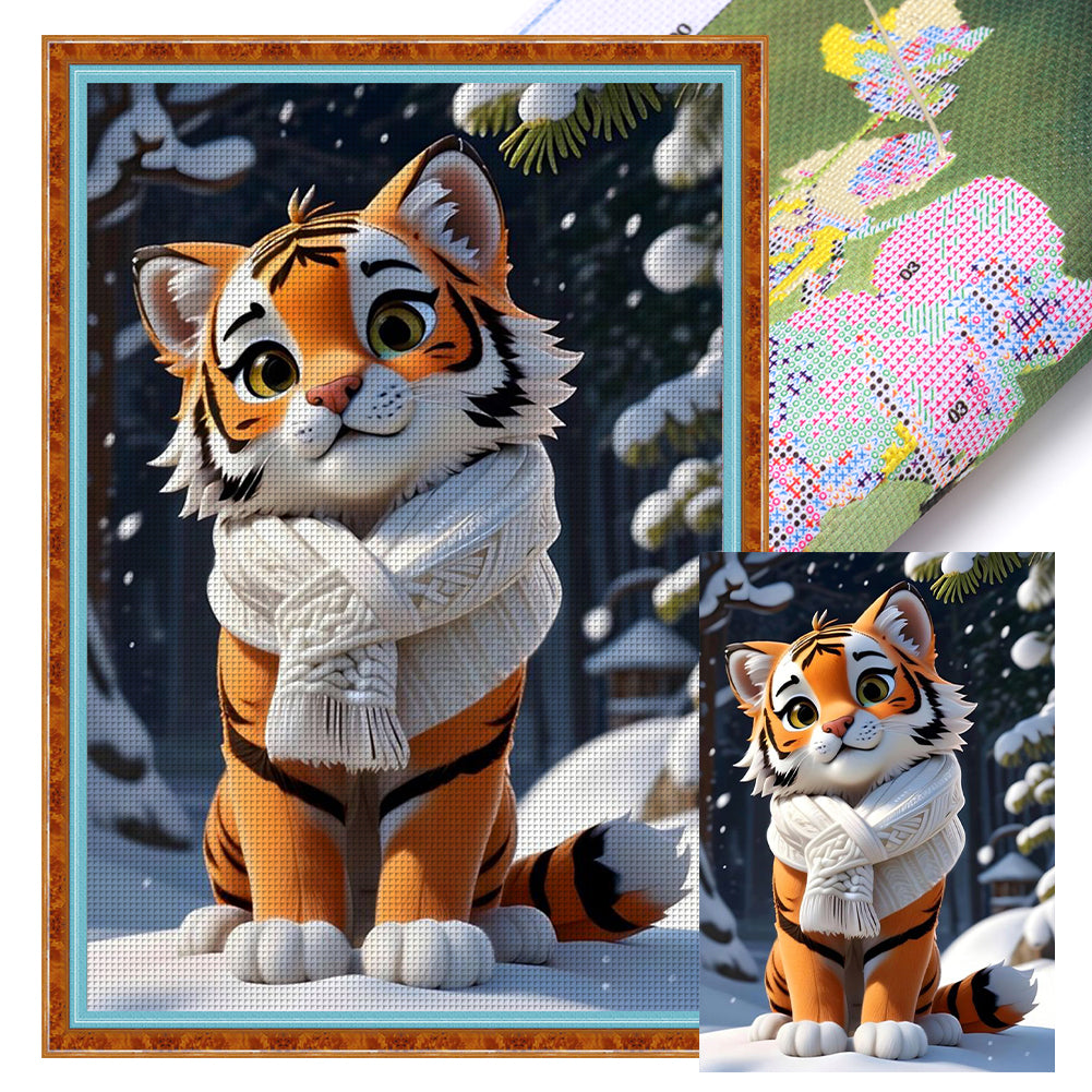 Huancan - Cute Tiger - 40*60CM 11CT 3 Stamped Cross Stitch
