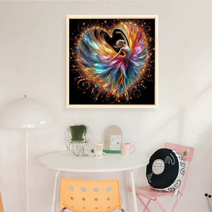 Yishu - Girl With Colorful Heart Skirt - 45*45CM 11CT 3 Stamped Cross Stitch