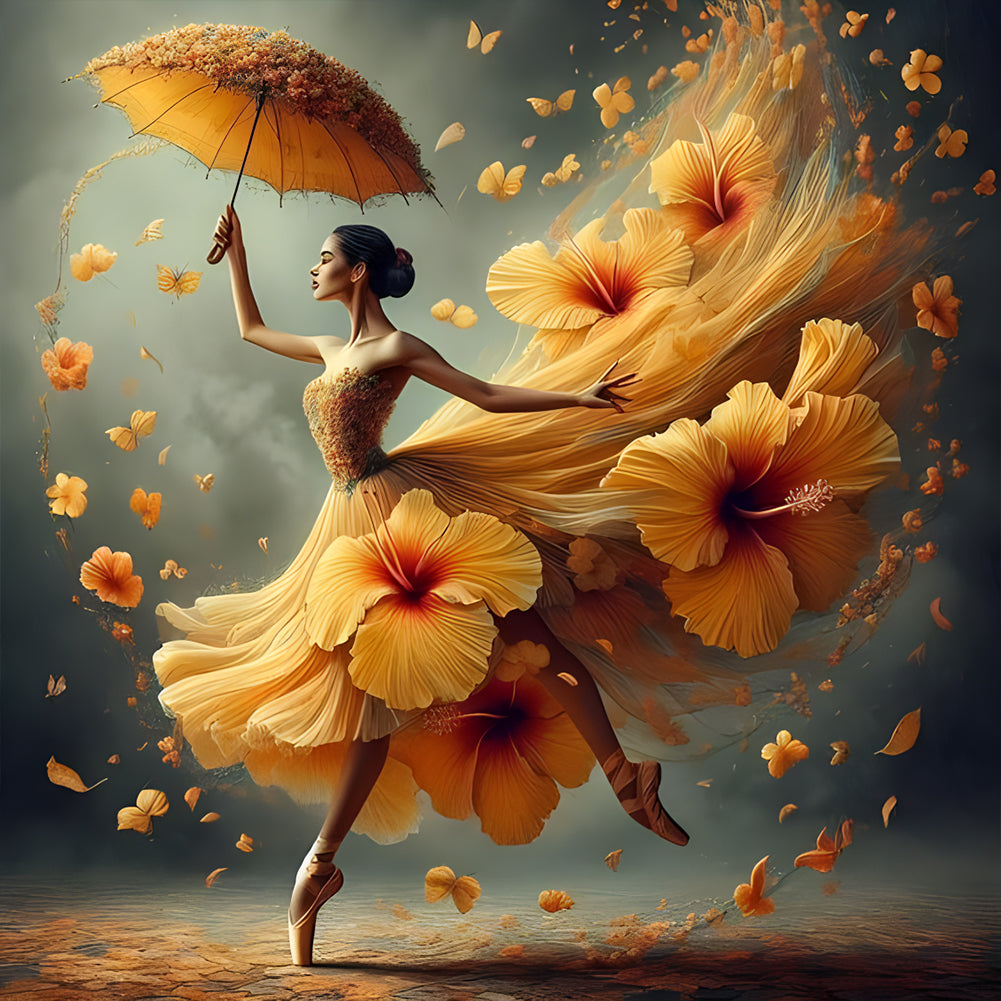 Girl With A Fancy Skirt 40*40CM(Canvas) Full Round Drill Diamond Painting