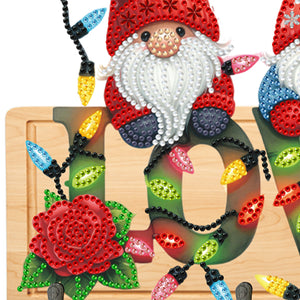Wooden Special Shape Love And Gnome 3 Hooks No Punch Diamond Painting Hook Rail