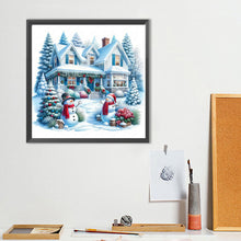 Load image into Gallery viewer, Christmas Tree And Snowman Hut 40*40CM(Canvas) Full Round Drill Diamond Painting
