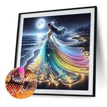 Load image into Gallery viewer, Girl In A Dreamy Seaside Colorful Skirt 40*40CM(Canvas) Full Round Drill Diamond Painting
