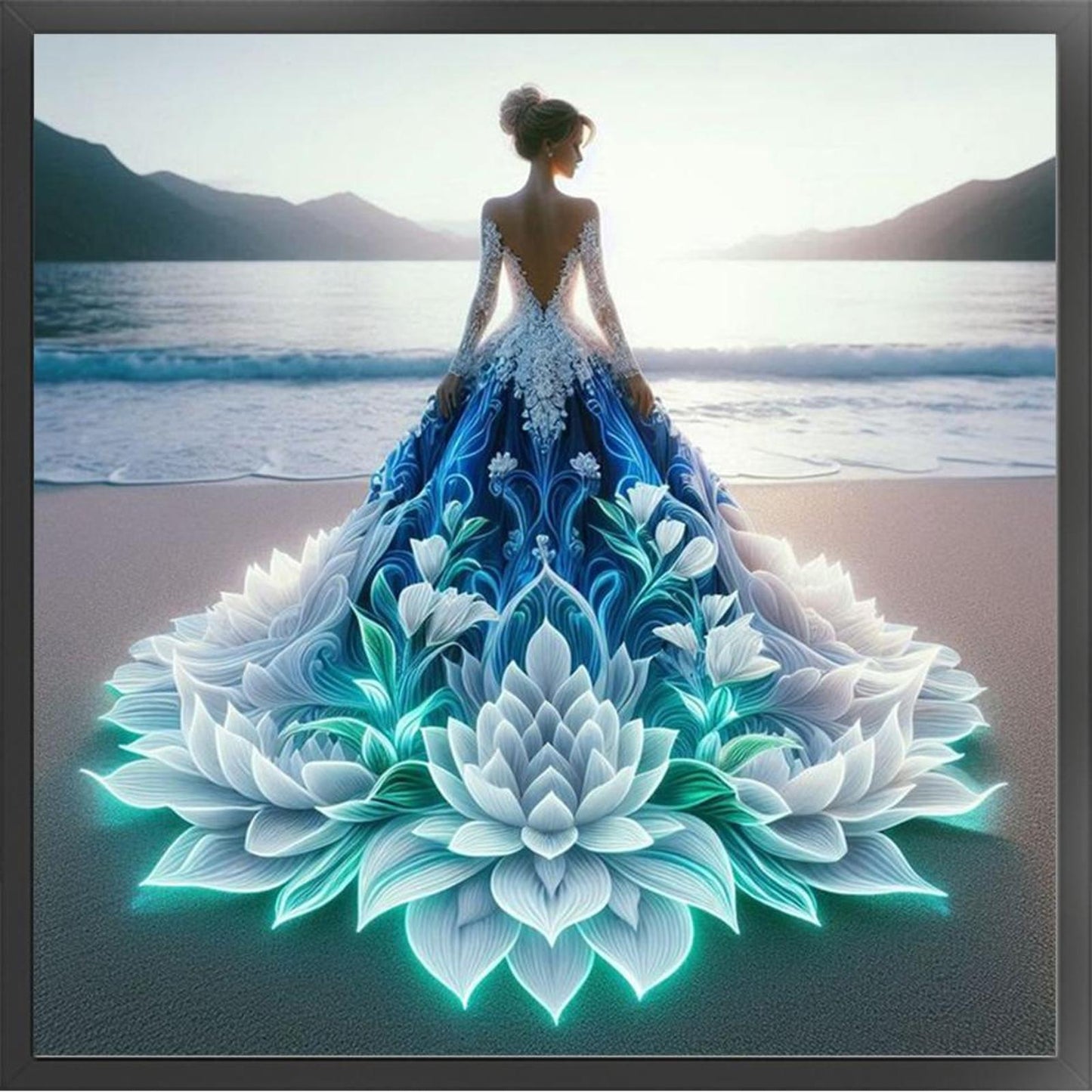 Girl In Beach Dress - Full 11CT Stamped Cross Stitch 40x40CM - Yishu