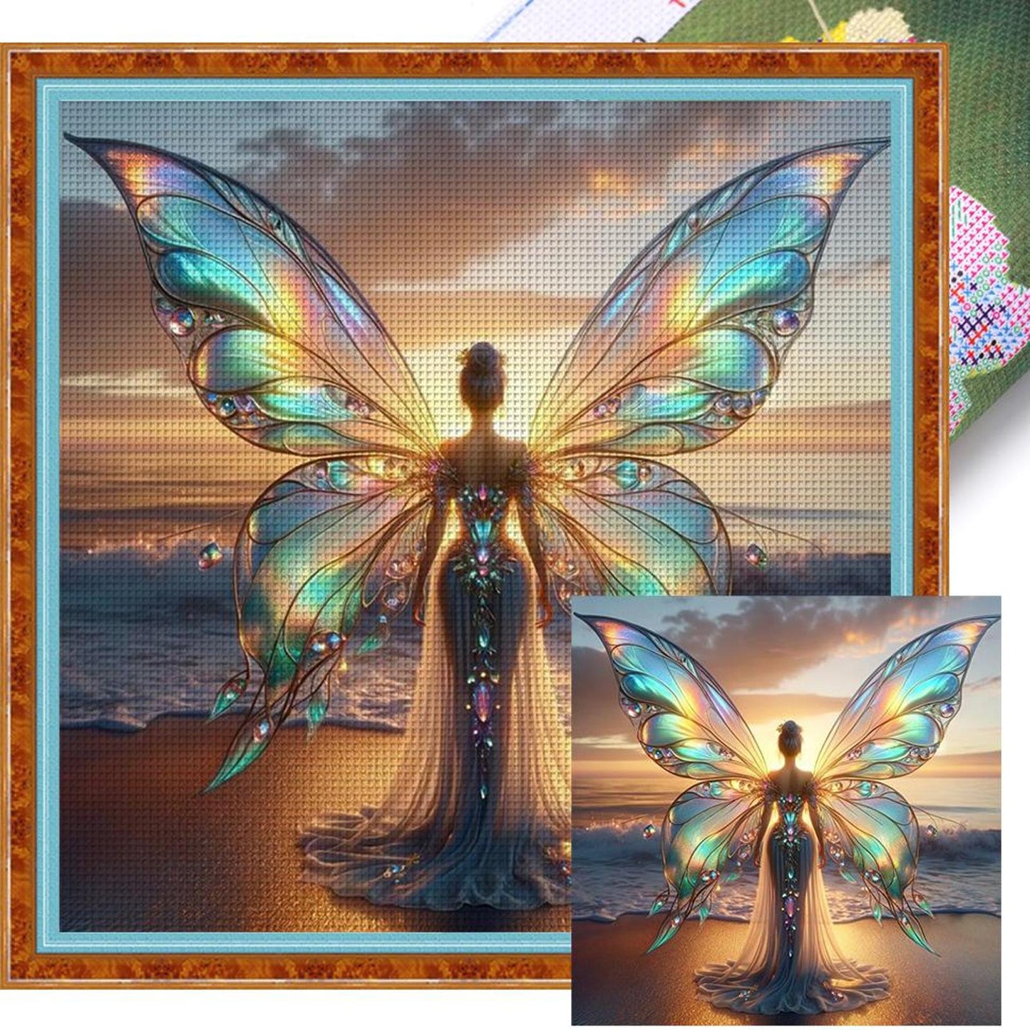 Butterfly Fairy - Full 11CT Stamped Cross Stitch 40x40CM - Yishu